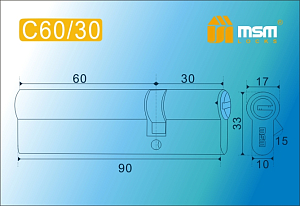 MSM Цилиндр перф. ключ-ключ , C 90 mm (60/30) РВ #170913